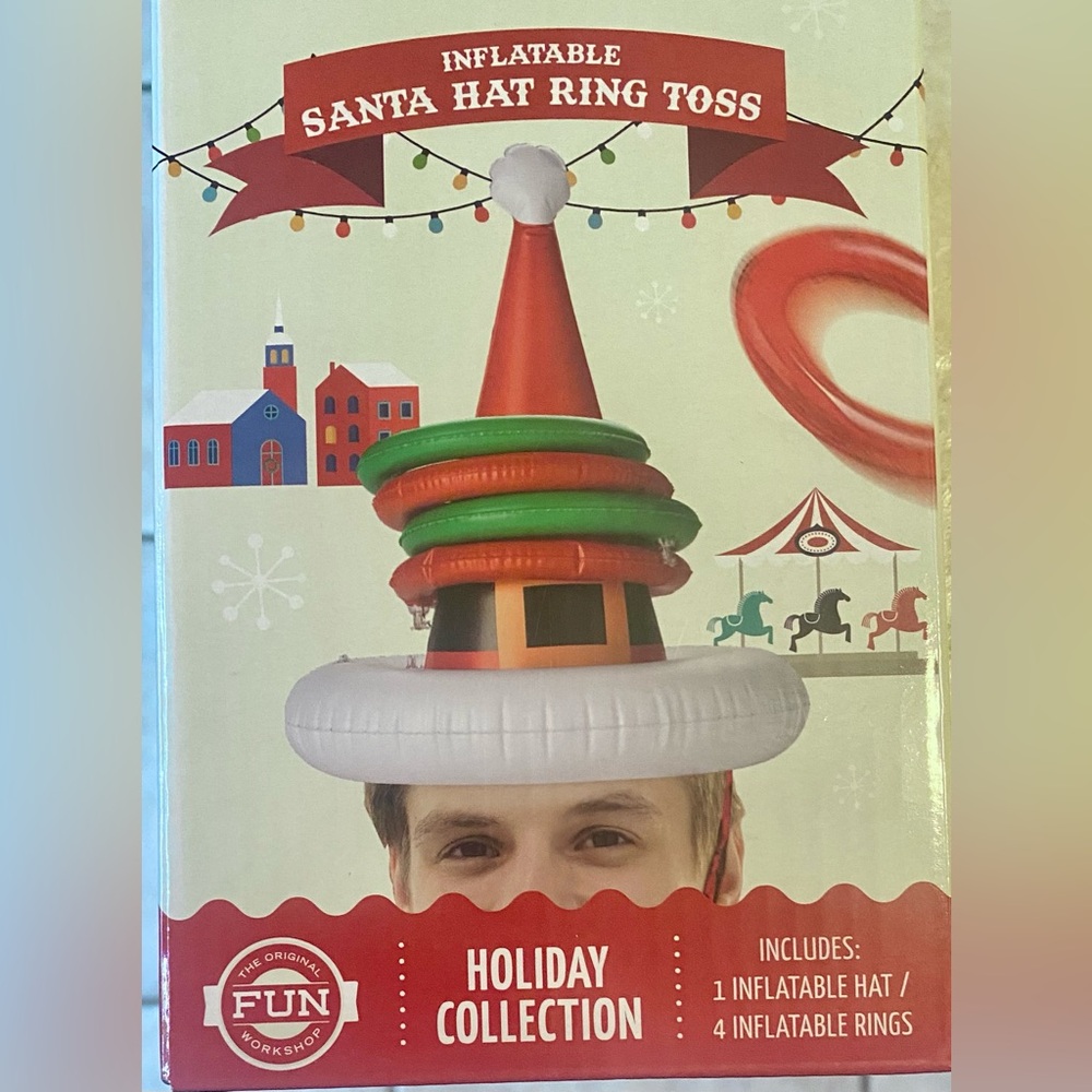 Christmas NWT “Inflatable Santa Hat Ring Toss" game set